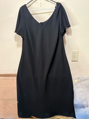 Women's Black Asymmetrical V-Neck Dress